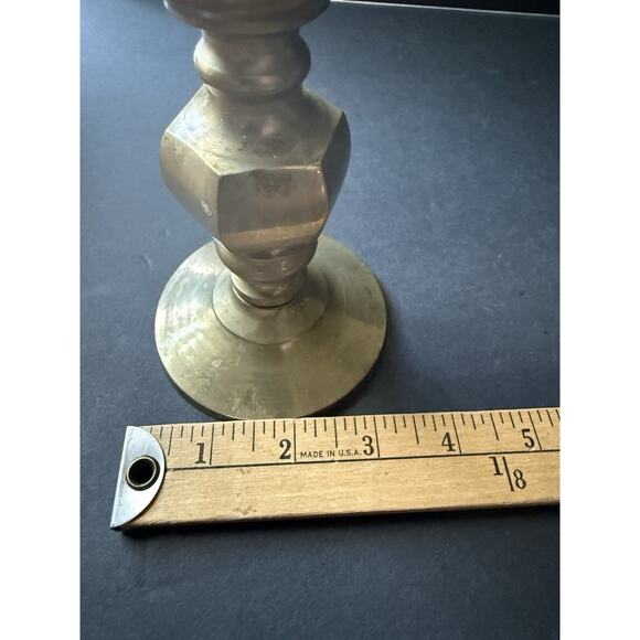 Vintage Brass Candlestick Holders Set (2) MCM Holiday Centerpiece Cottagecore - Picture 9 of 11